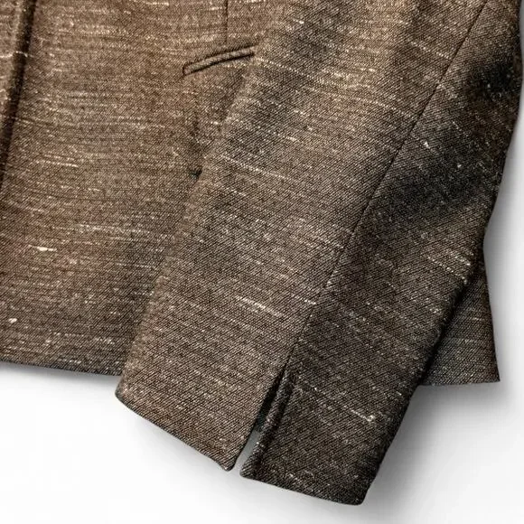 LAFAYETTE 148 NEW YORK Blazer Brown Tweed Hemp Wool Old Money 8 Pet Quiet Luxury - Picture 3 of 8